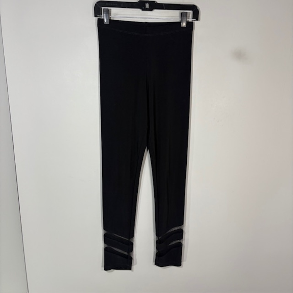 Joseph Ribkoff Leggings Womens 4 Black Sheer Mesh Ankle Stretch Knit Pants